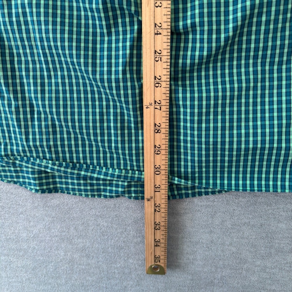 Duluth Trading Co Wrinklefighter Mens 2XL Green Gingham Magnet Button Down Shirt - Picture 8 of 8